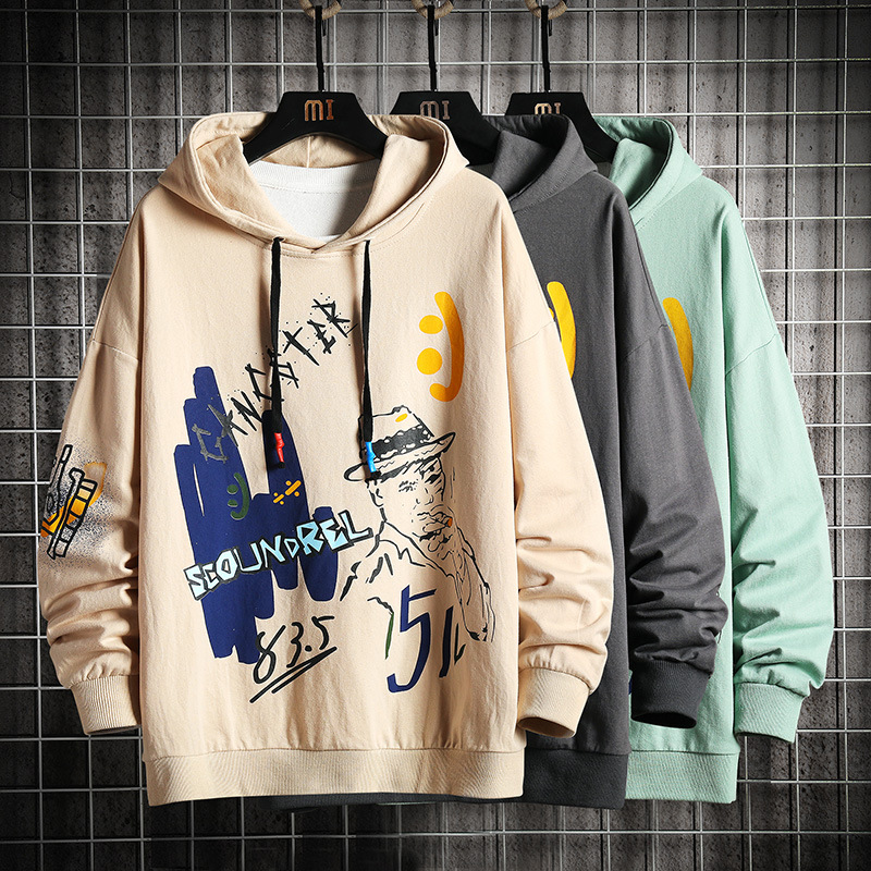 Trendy Fashion Men's Loose Print Hoodie