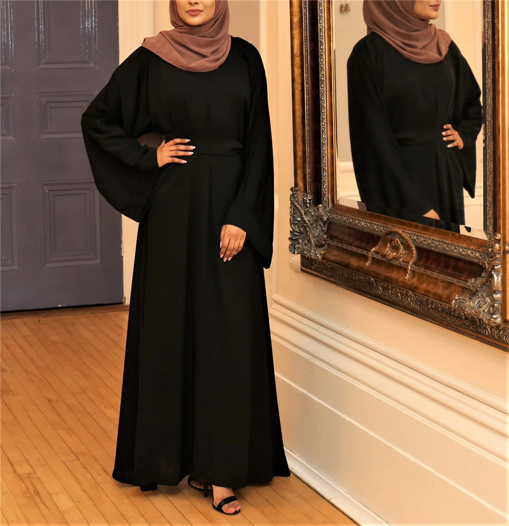 Basic Middle Eastern Turkish solid color plus size robe dress