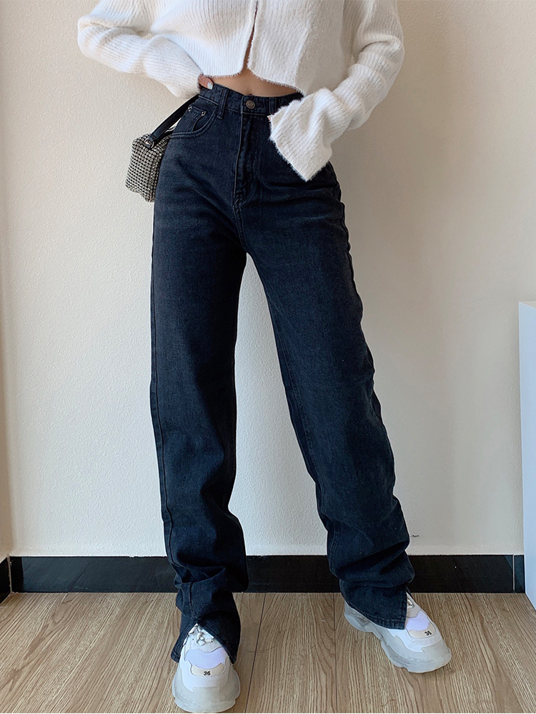 Slimming Wide Leg Mopping Pants With Slits