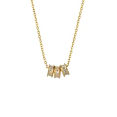 Simple Design 925 Geometric Ring Necklace Simple Design - Gold - View 1