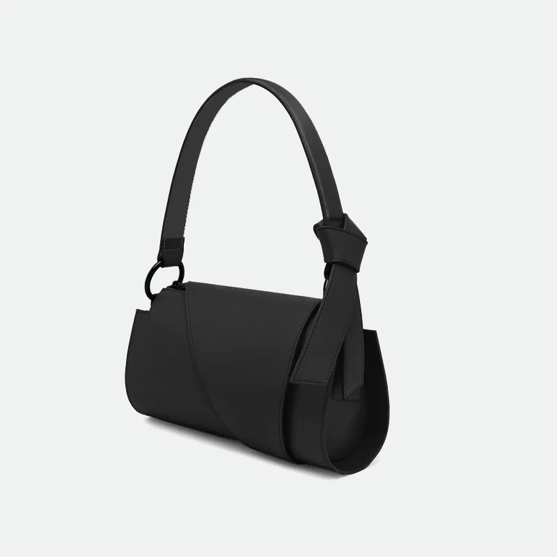 BagUnderarm Bag This Year'S Niche Design New Fashion Simple Personality Flap Bow Shoulder Handbag - Black