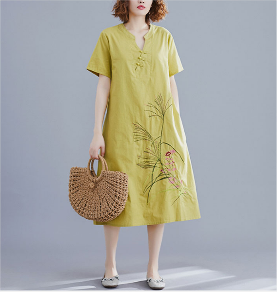 Ethnic Style Cotton, Linen Cotton Dress, Spring And Summer New Style Mid-Length… — image 1