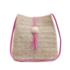 Female Bag Foreign Trade Fashion Bucket Bag Retro Rattan Bag Straw Bag - Tan - View 1