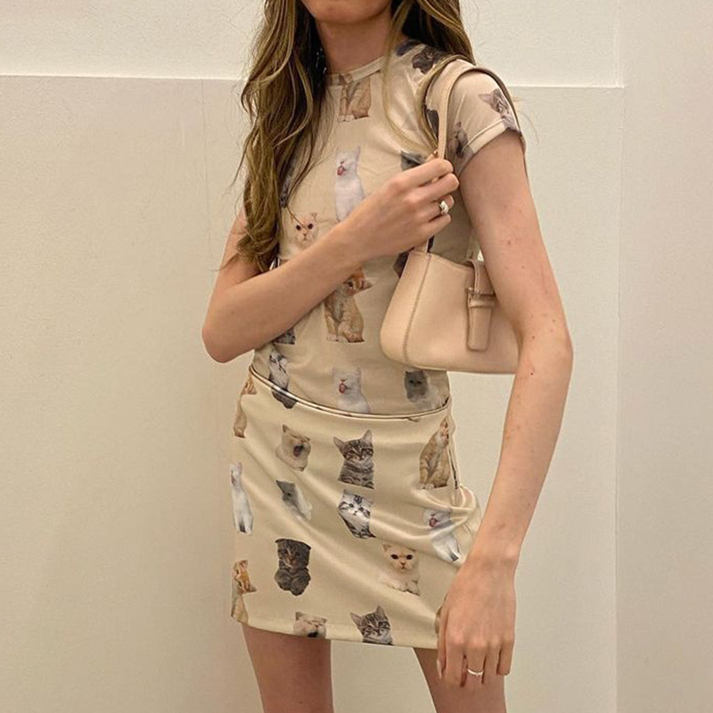 T-ShirtEuropean And American Fashion Street Cute Cat Print Top