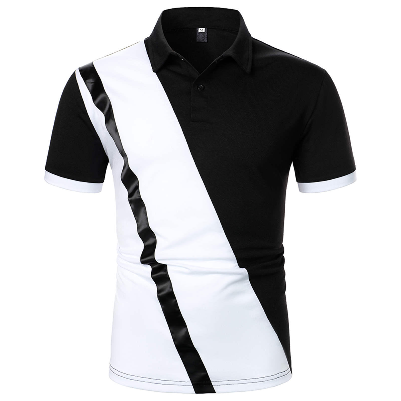 Men's Leisure Patchwork T-Shirt Summer With Lapel Short