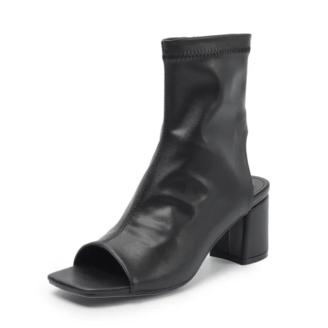 Women's New Fashion Square Heel Square Toe Sandals Black - Shop at LoveMi
