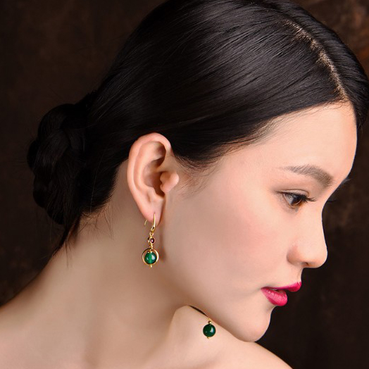 Korean Exquisite Asymmetric Earrings Retro Temperament Exaggerated Long Dragonfly Gold-Plated Earrings Elegant Fashion Literary Fan