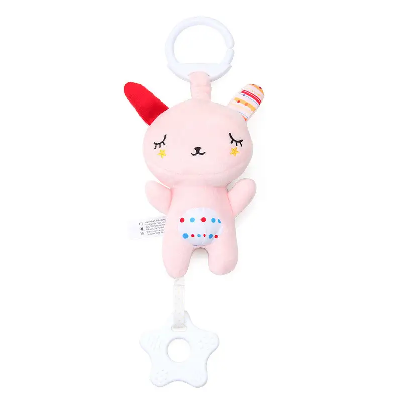 Baby Multifunctional Bear And Rabbit Teether Plush Movement Sounding Music Toy Lathe Pendant