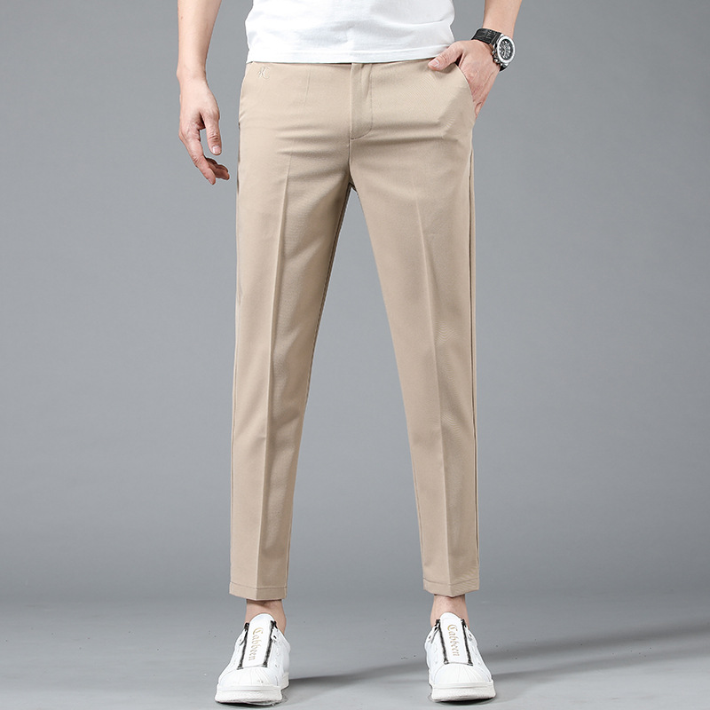 Ice Silk Men's Trousers Thin Casual Pants Men's Casual Stretch Small Trousers