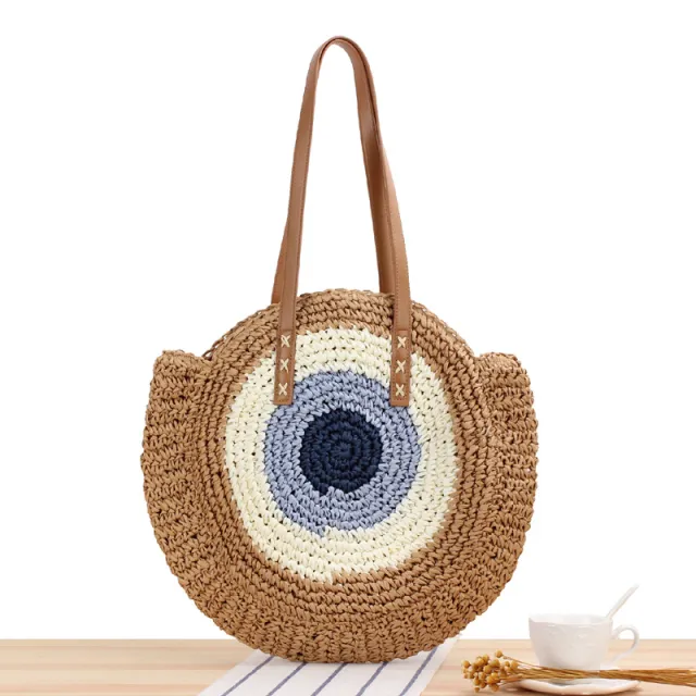 Round straw bag shoulder Brown - Shop at LoveMi