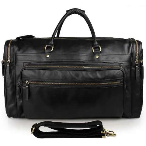 High-Capacity Leather Travel Bag in the First Layer