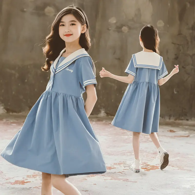 Cuhk Children'S Summer College Style Skirt Korean Style Western-Style Children'S Princess Dress