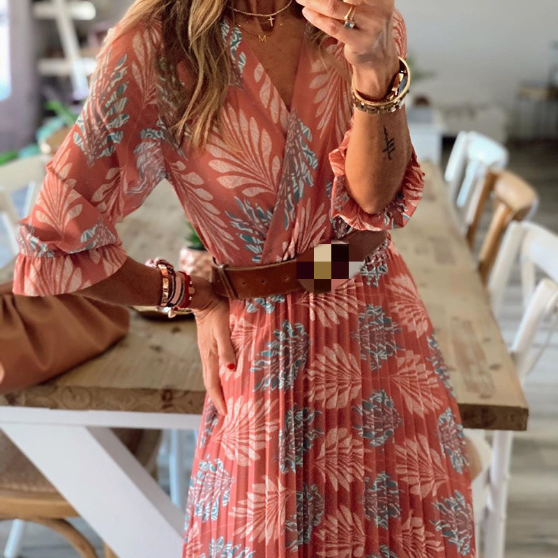 New Printed Holiday Long Skirt And Big Swing Dress