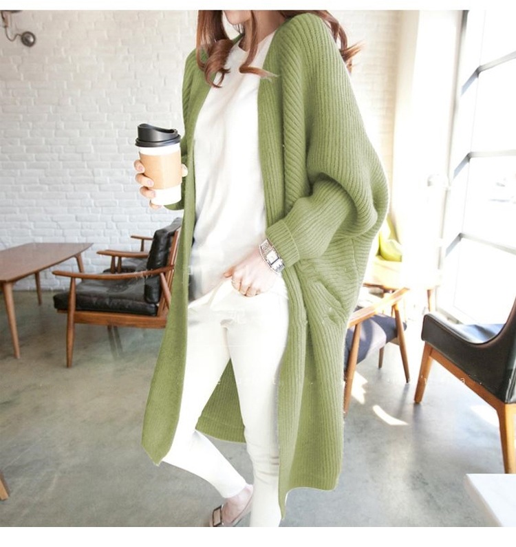 Medium length loose knit cardigan
