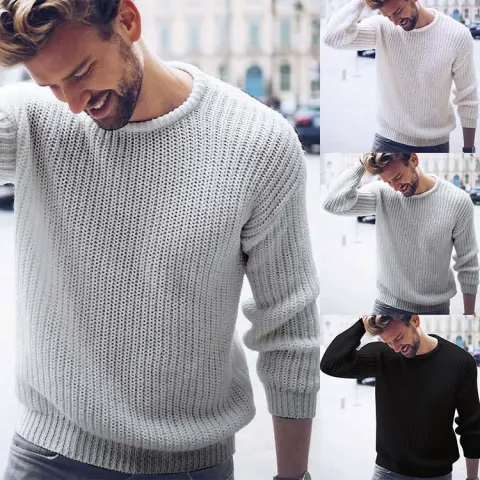 Men's Sweater Casual Solid Color Knitting