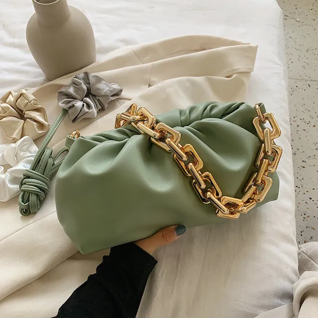 Fashion All match Messenger Bag Ladies Chain Shoulder Armpit Cloud Female Bag Green - Shop at LoveMi