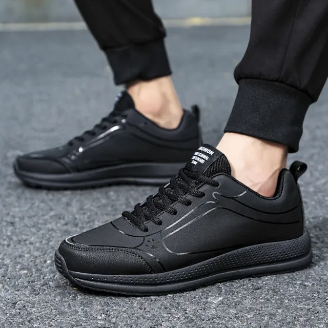 Leather Casual Men's Running Shoes Black - Shop at LoveMi