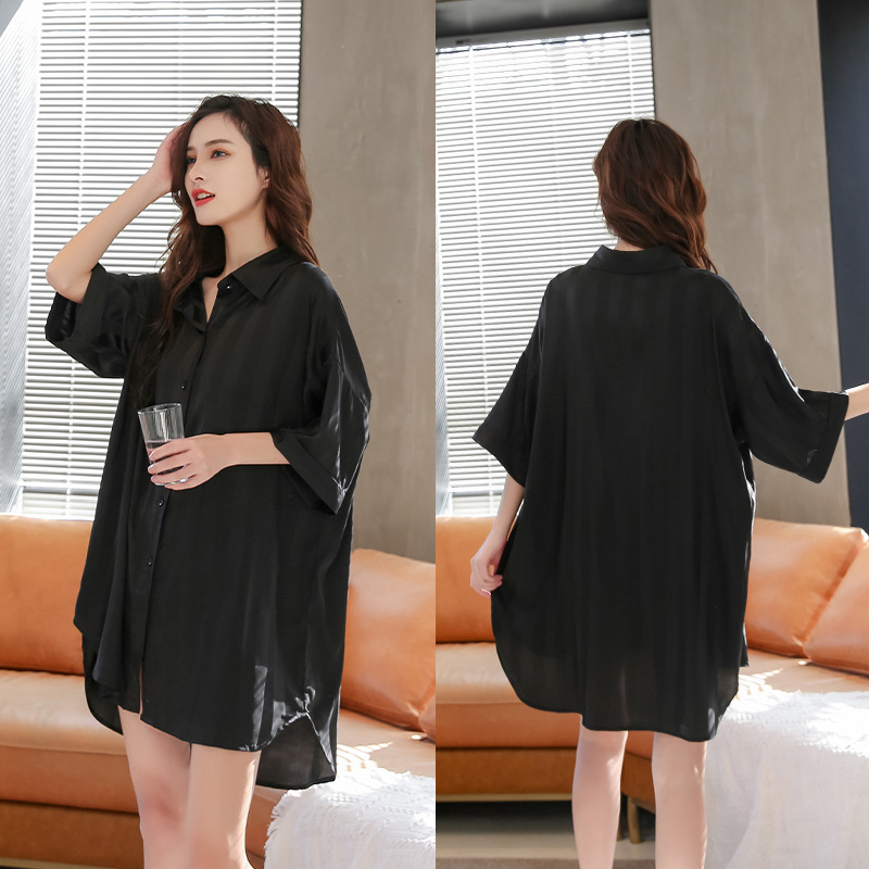 Title 29, Summer New Ice Silk Nightdress Silk Shirt Skir...