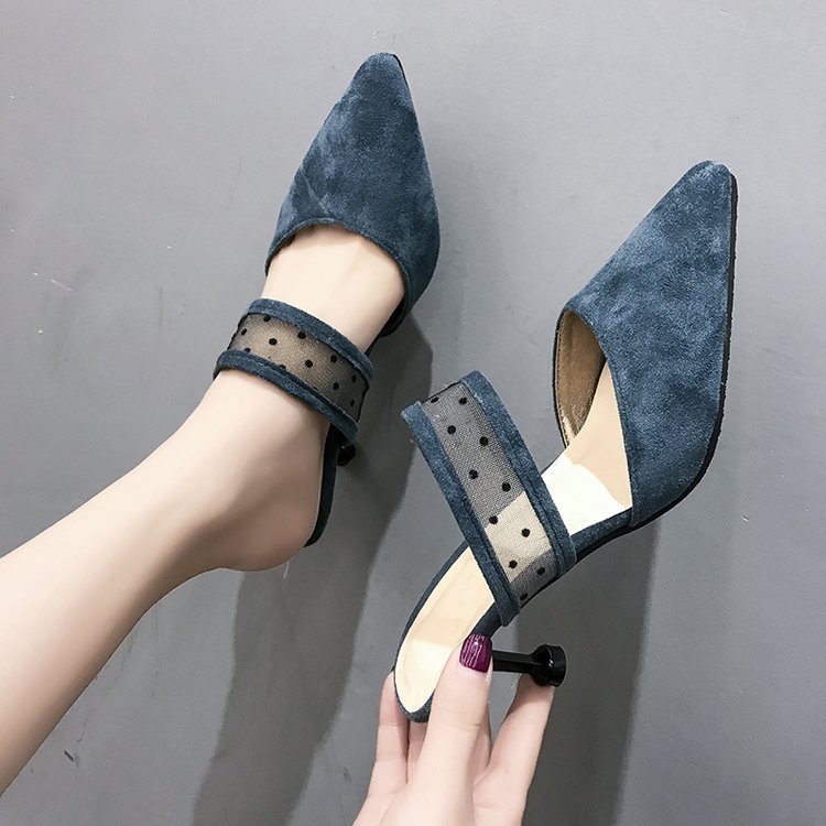 High Heeled Sandals And Thin Heeled Slippers Blue - Shop at LoveMi