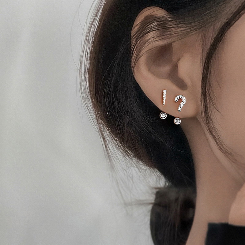 Asymmetric Symbol Ear Studs Female