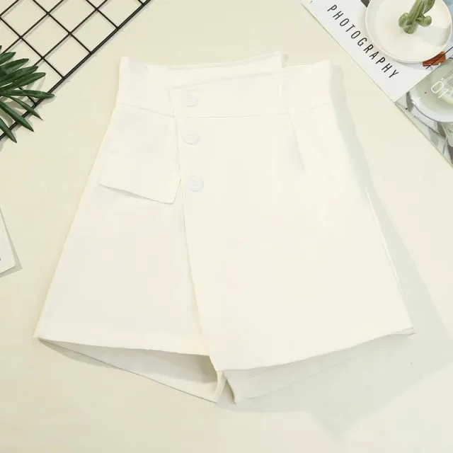 Irregular Design Half length Skirt A line Wide leg Casual Hakama White - Shop at LoveMi