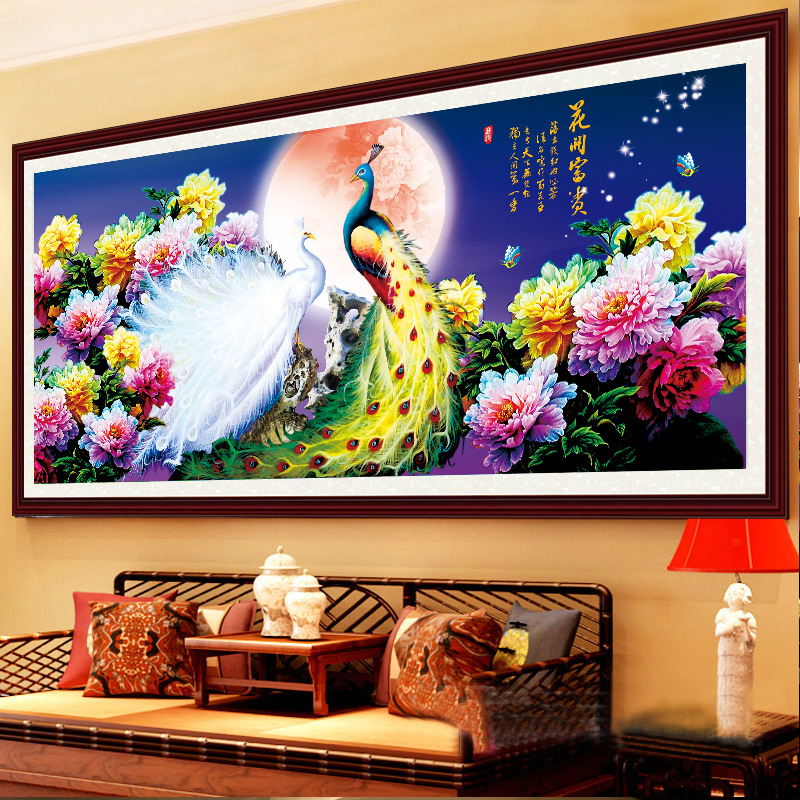 Round Diamond Blooming Rich Peacock Full Rhinestone 5D Diamond Painting Cross Stitch