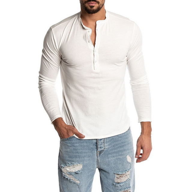 Men's Fashion Solid Color Long Sleeve O-neck