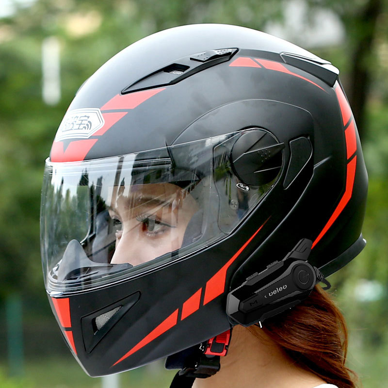 Pure Black Design Fashion Motorcycle Bluetooth Headset Intercom Interconnection Outdoor Riding - Image 2