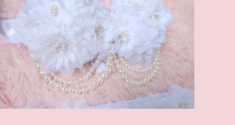 Title 3, Hand-Stitched Pearl Chain Petals Beautiful Whit...