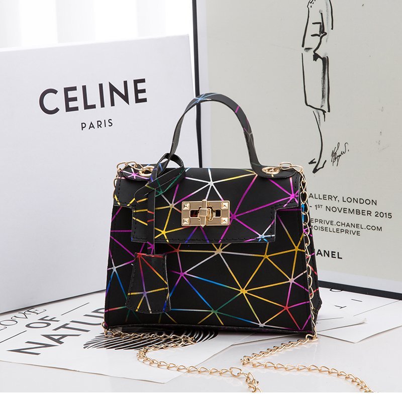 Colorful Lingge Kelly Bag Chain Lock Diagonal Phone Bag Double-layer Fabric Mini Female Bag