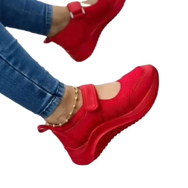 Summer New Style Foreign Trade Slope With Velcro Casual Large Size Sports Women's Shoes Red - Shop at LoveMi