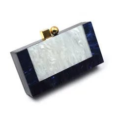 Shell Acrylic Stitching Messenger Dinner Bag Chain One Shoulder Clutch Female Bag - Blue - View 1