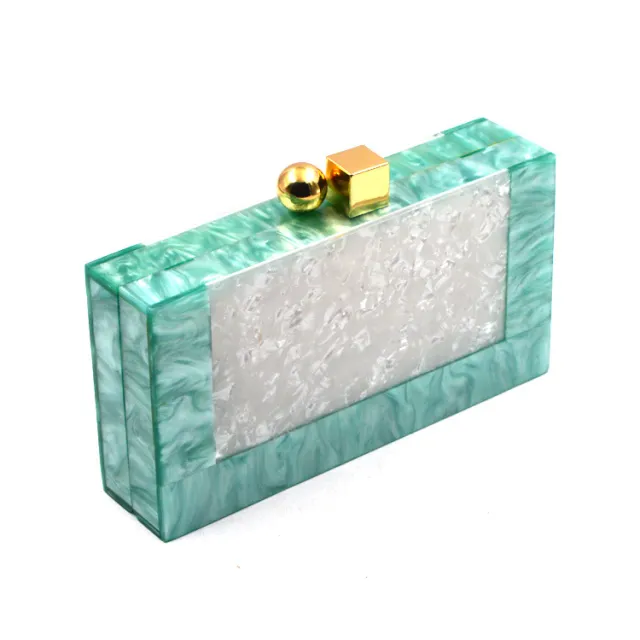 Shell Acrylic Stitching Messenger Dinner Bag Chain One Shoulder Clutch Female Bag Green - Shop at LoveMi
