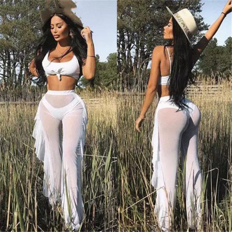 Title 2, Mesh Folds See-through Beach Pants Swimwear Pants