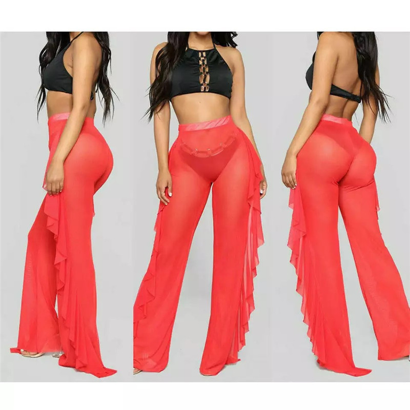 Title 6, Mesh Folds See-through Beach Pants Swimwear Pants