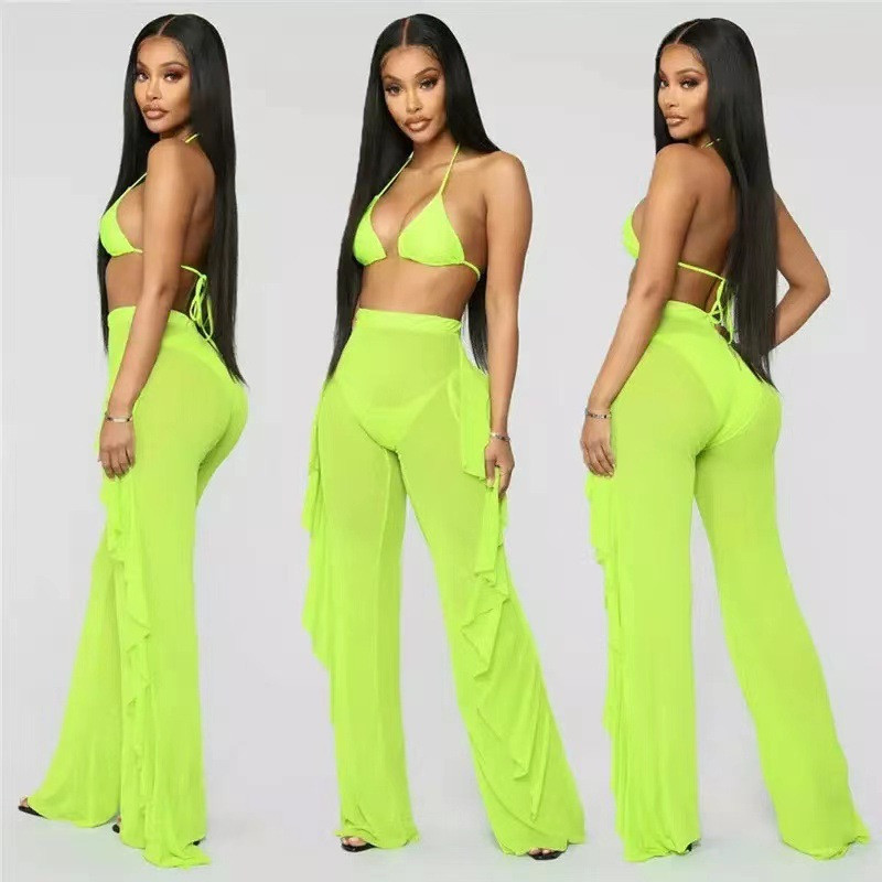 Title 10, Mesh Folds See-through Beach Pants Swimwear Pants