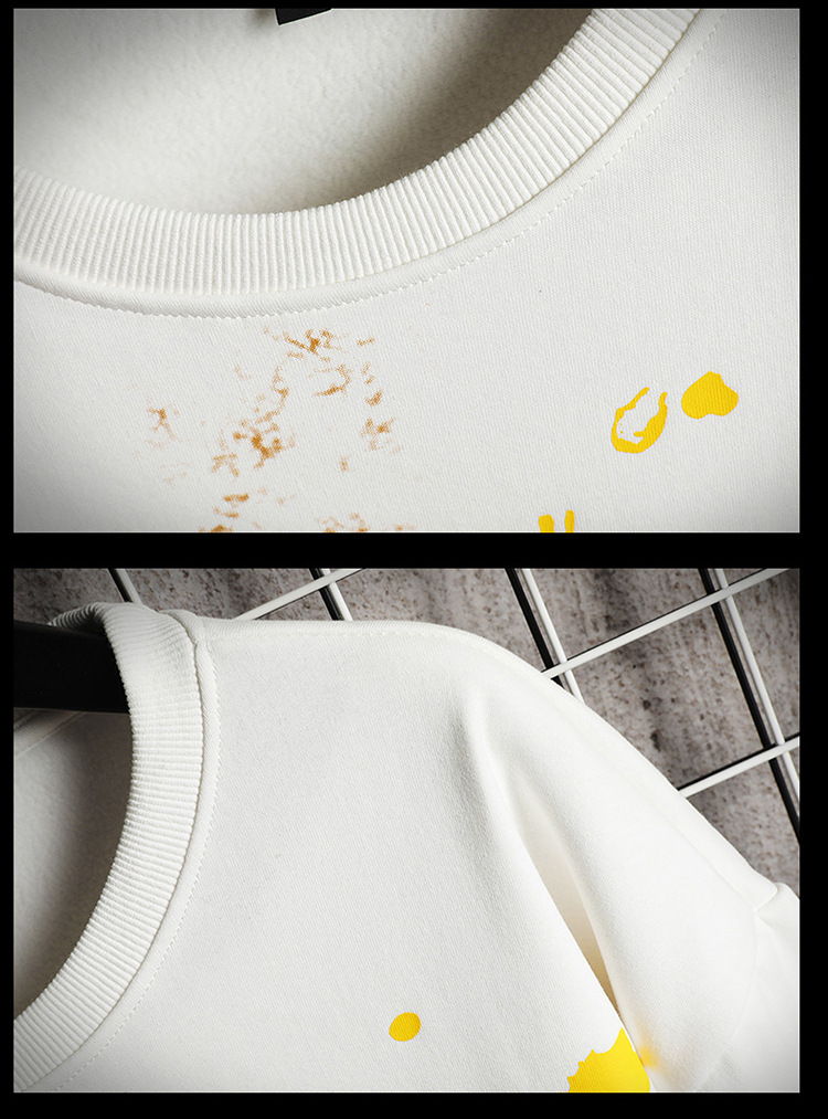 Sweater Men's Spring New Large Round Collar Sweater Coat Graffiti Printing Trend