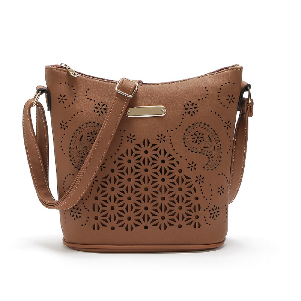 Fashionable Large capacity All match Hollow Handbag Coffee - Shop at LoveMi