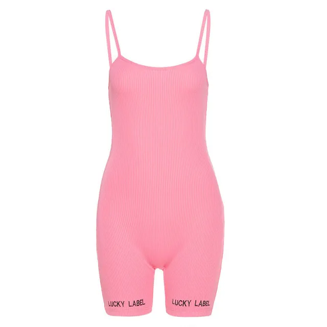 Sling Jumpsuit Shorts Women Running Sports Fitness Yoga Clothes Pink - Shop at LoveMi