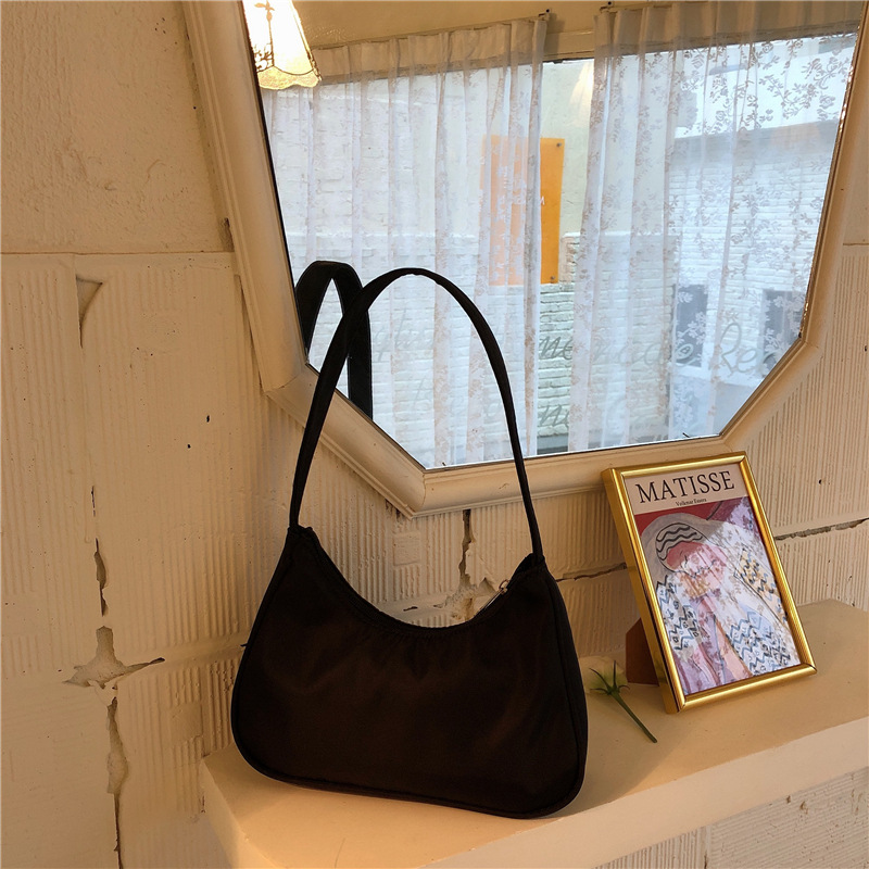 New candy purple underarm bag niche hobo personality bag retro simple handbag one shoulder nylon bag