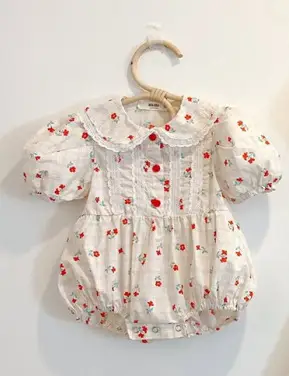 Girls And Ladies Sweet And Cute Printed Doll Collar Western Dress Sister Outfit