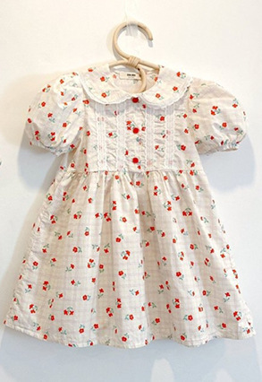 Girls And Ladies Sweet And Cute Printed Doll Collar Western Dress Sister Outfit