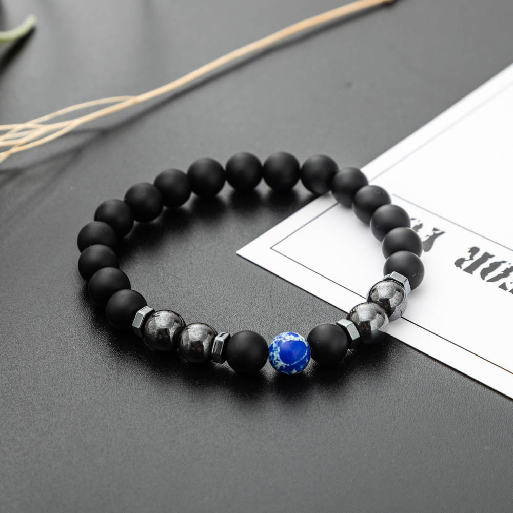 Classical Fashion Black Magnet Elastic Frosted Stone Magnet Bracelet
