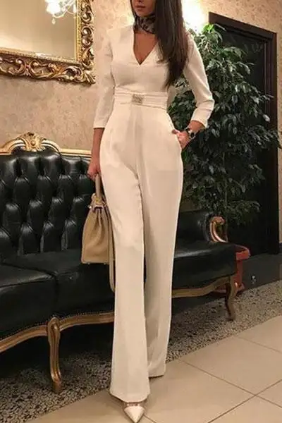 New Women'S Wear Jumpsuit Quick Sell Sexy Deep V7