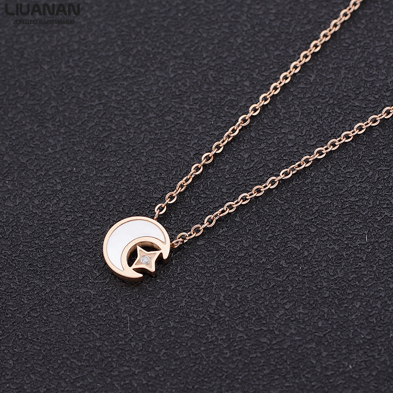 Star And Moon Series Titanium Steel Pendant Rose Gold Clavicle Chain