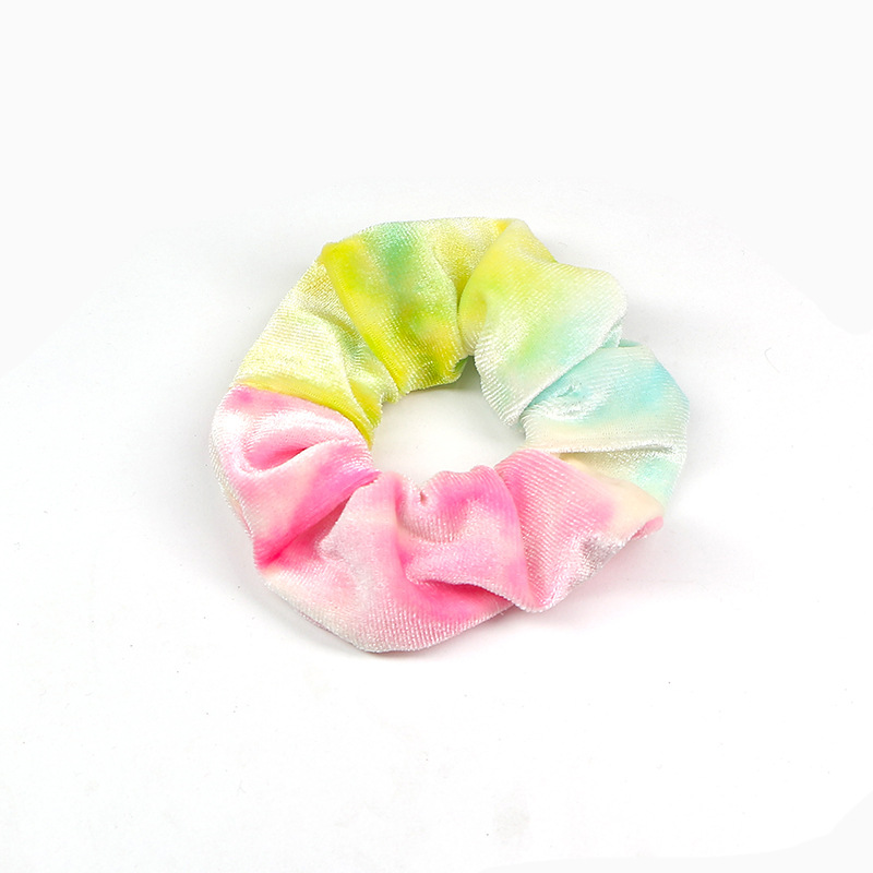 Rainbow Flannel Tie Dye Hair Tie Pink Yellow - Shop at LoveMi