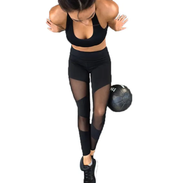 Black New Fashion Mesh Spliced Leggings Sports Women Long Legs Stretch Pants Fitness Yoga Pants Women Black Triangle - Shop at LoveMi