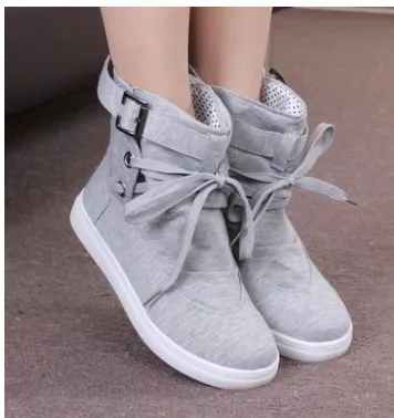 Spring And Autumn New Student Casual Shoes Sports Shoes Short Tube Canvas Shoes Women Gray - Shop at LoveMi