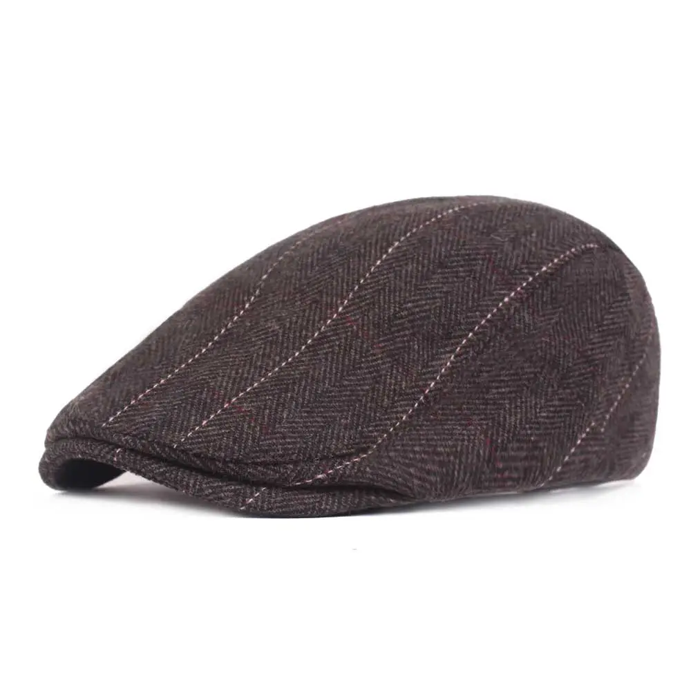 Women'S Check Cap with Warm Peaked Cap
