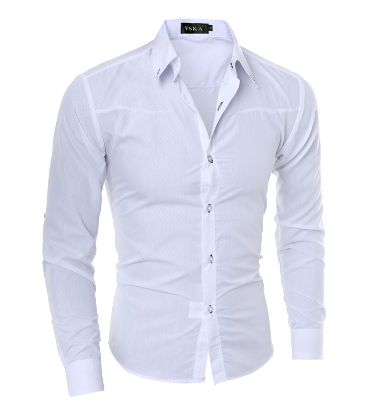 Diamond-Shaped Dark Plaid Thin Long Sleeve Business Men'S Shirt